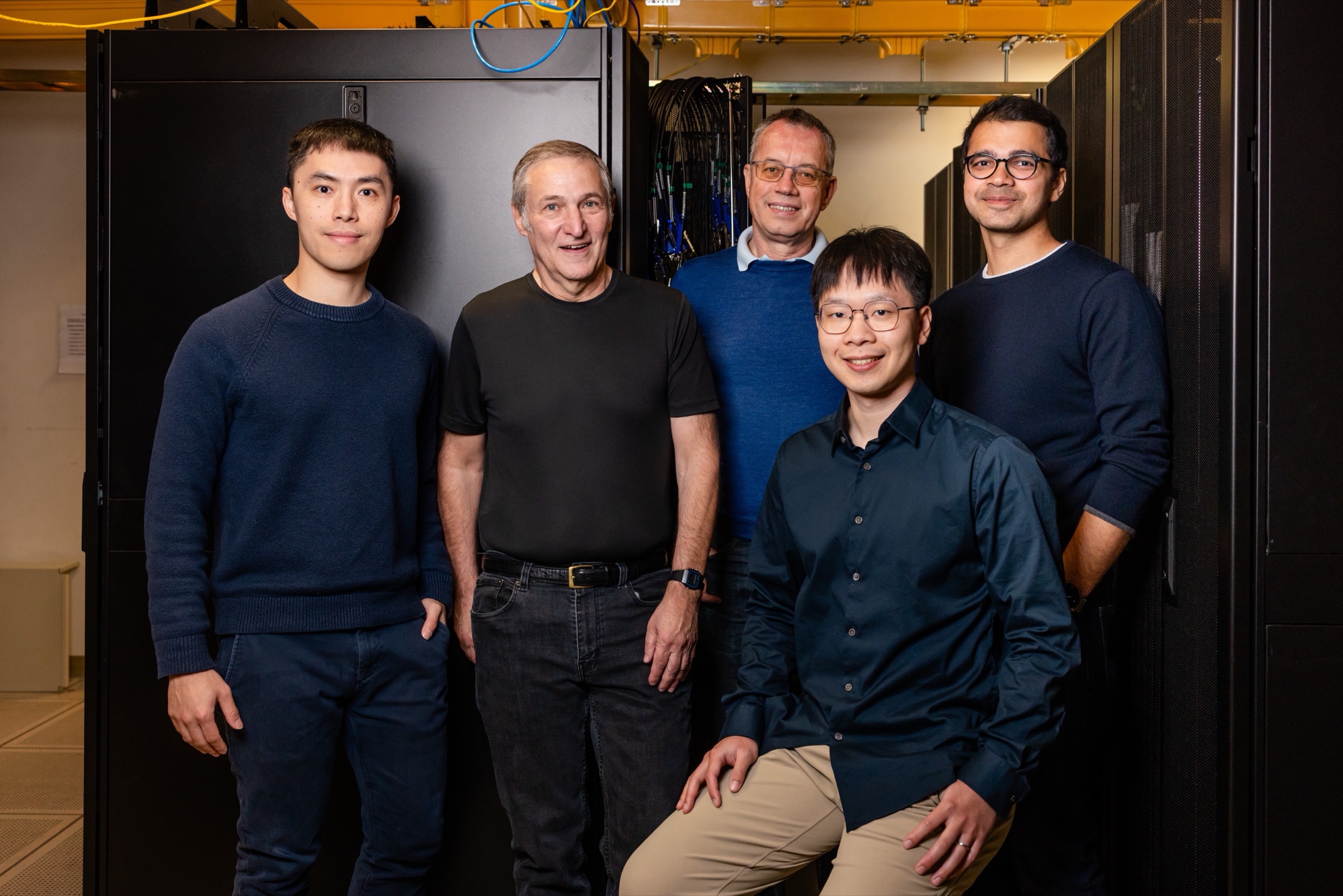 The SkyPilot team in a server room